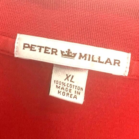 Peter Millar Polo Golf Shirt XL Red Mens 100% Cotton Stanford Logo - Picture 3 of 8